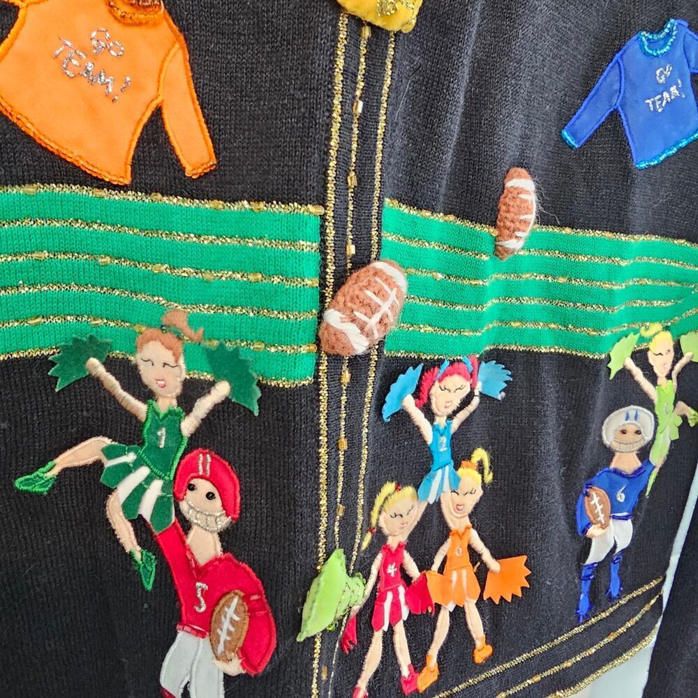 Vintage Jack B. Quick Cardigan Women Lrg 90s School Spirit Cheer Band Whimsical - Picture 8 of 13